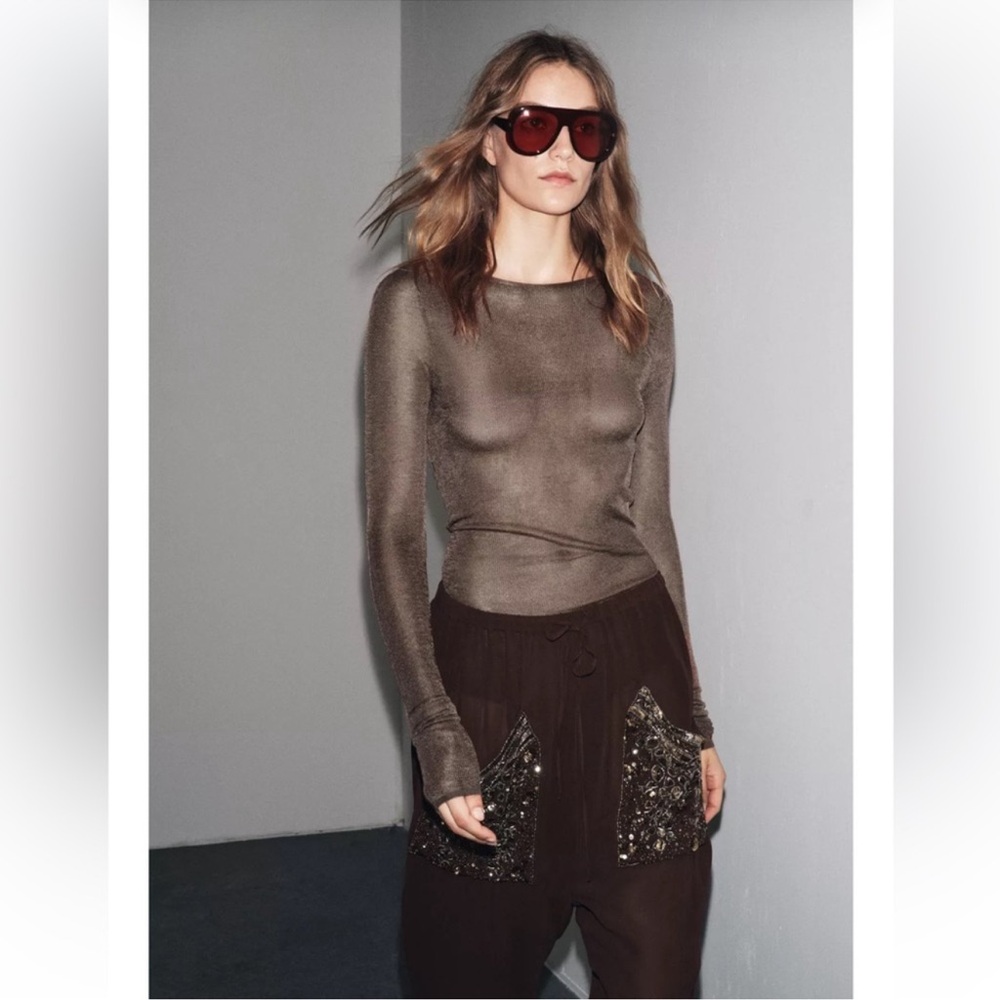 ZARA 100% VISCOSE KNIT BODYSUIT - Picture 6 of 10